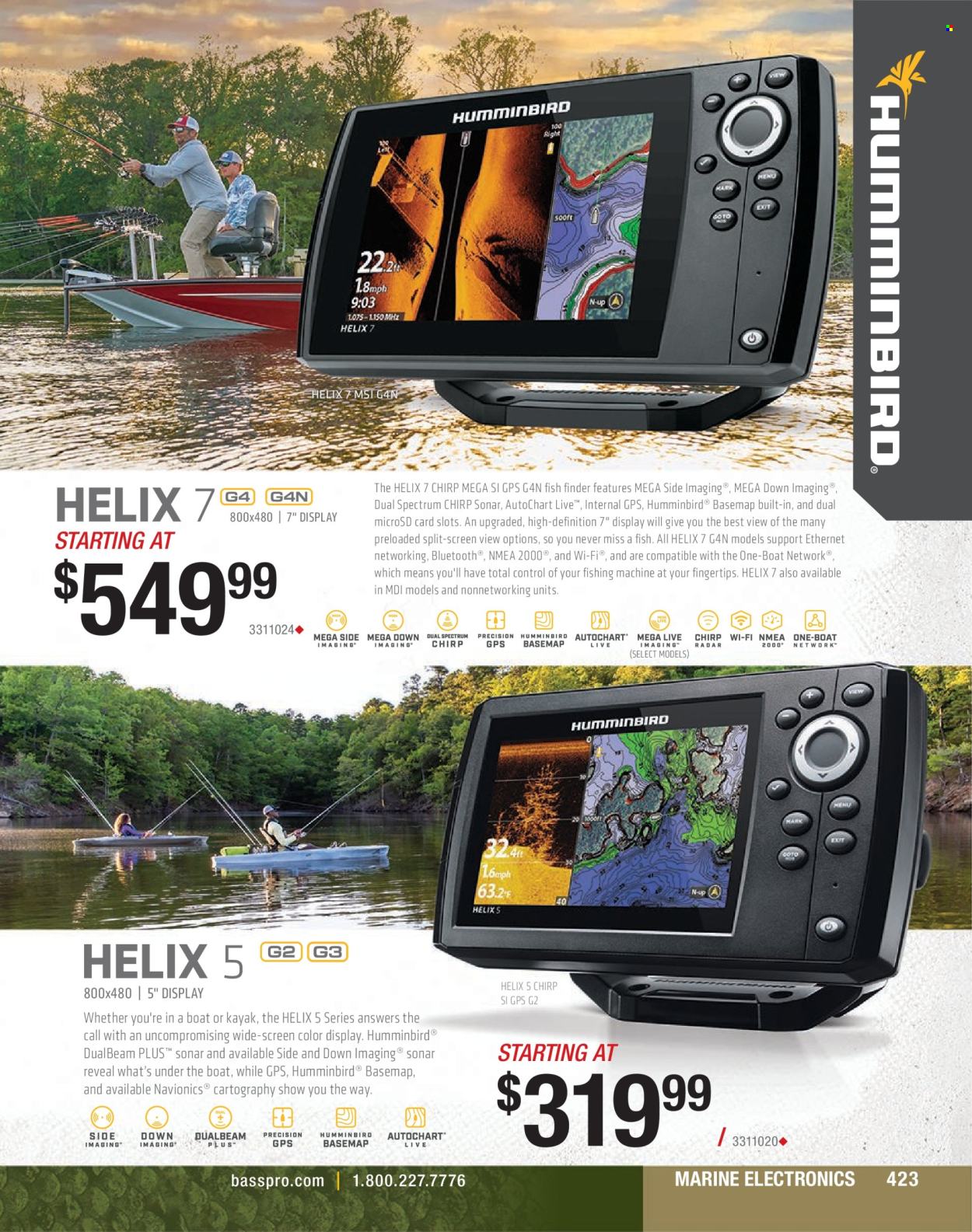 thumbnail - Bass Pro Shops Flyer - Sales products - fish finder. Page 423.
