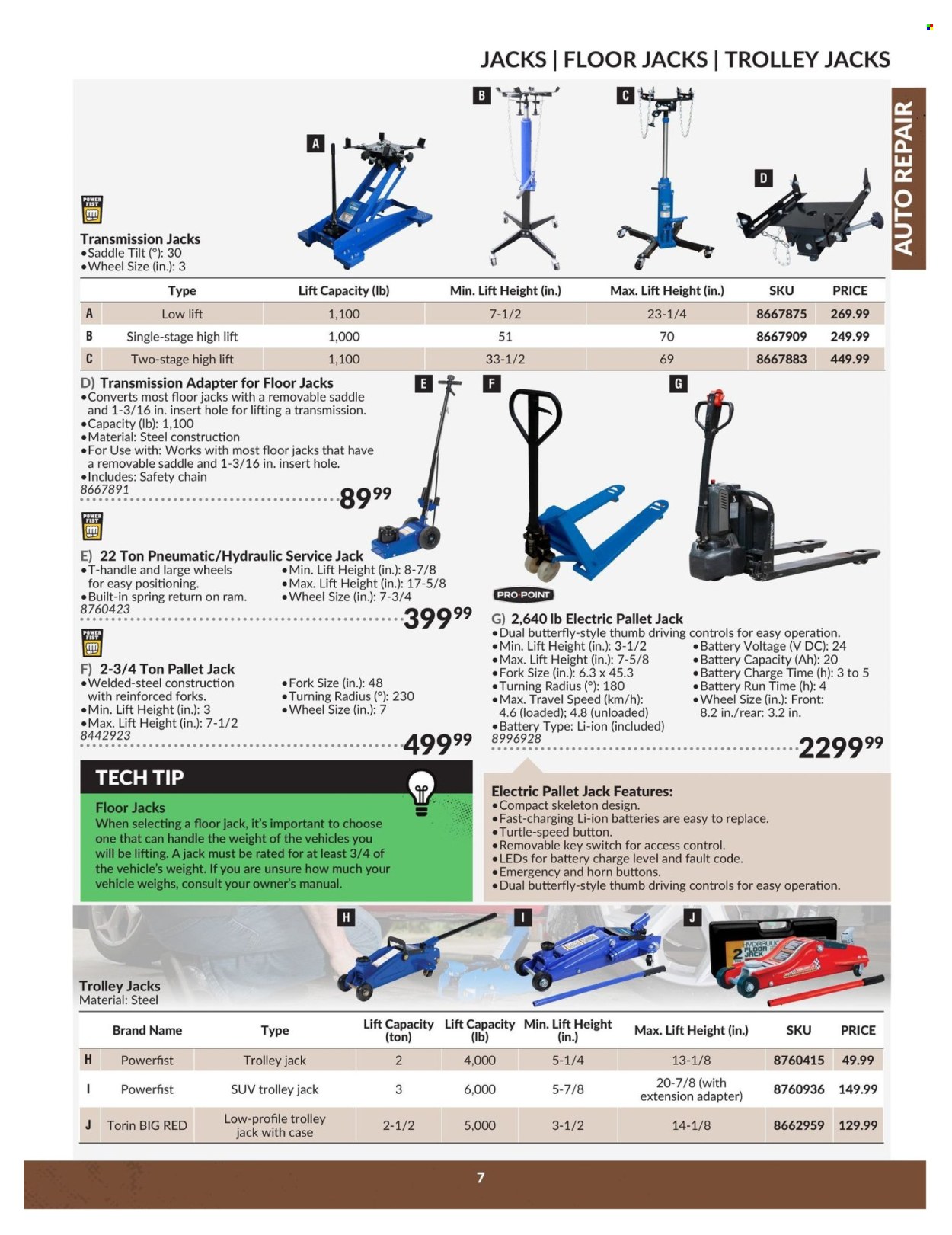 thumbnail - Princess Auto Flyer - April 23, 2024 - April 22, 2025 - Sales products - switch, trolley, floor jack, battery. Page 7.