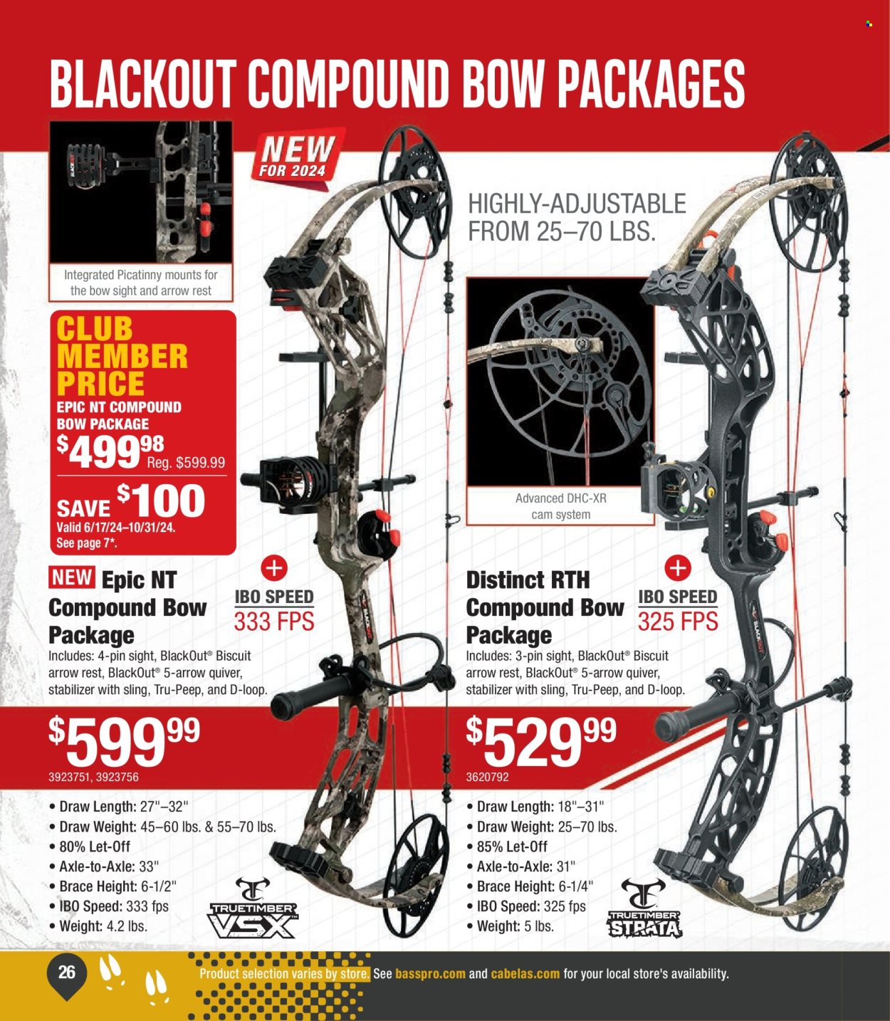 thumbnail - Bass Pro Shops Flyer - Sales products - biscuit, compound bow, blackout. Page 26.
