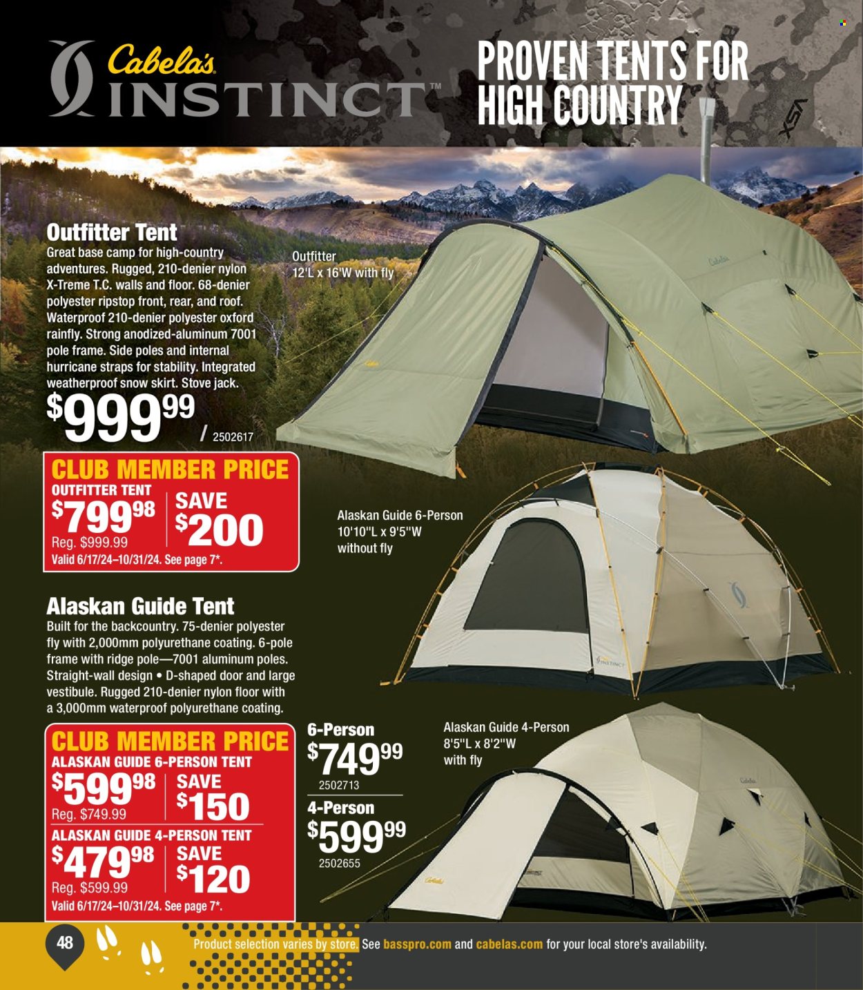 thumbnail - Bass Pro Shops Flyer - Sales products - skirt, tent. Page 48.