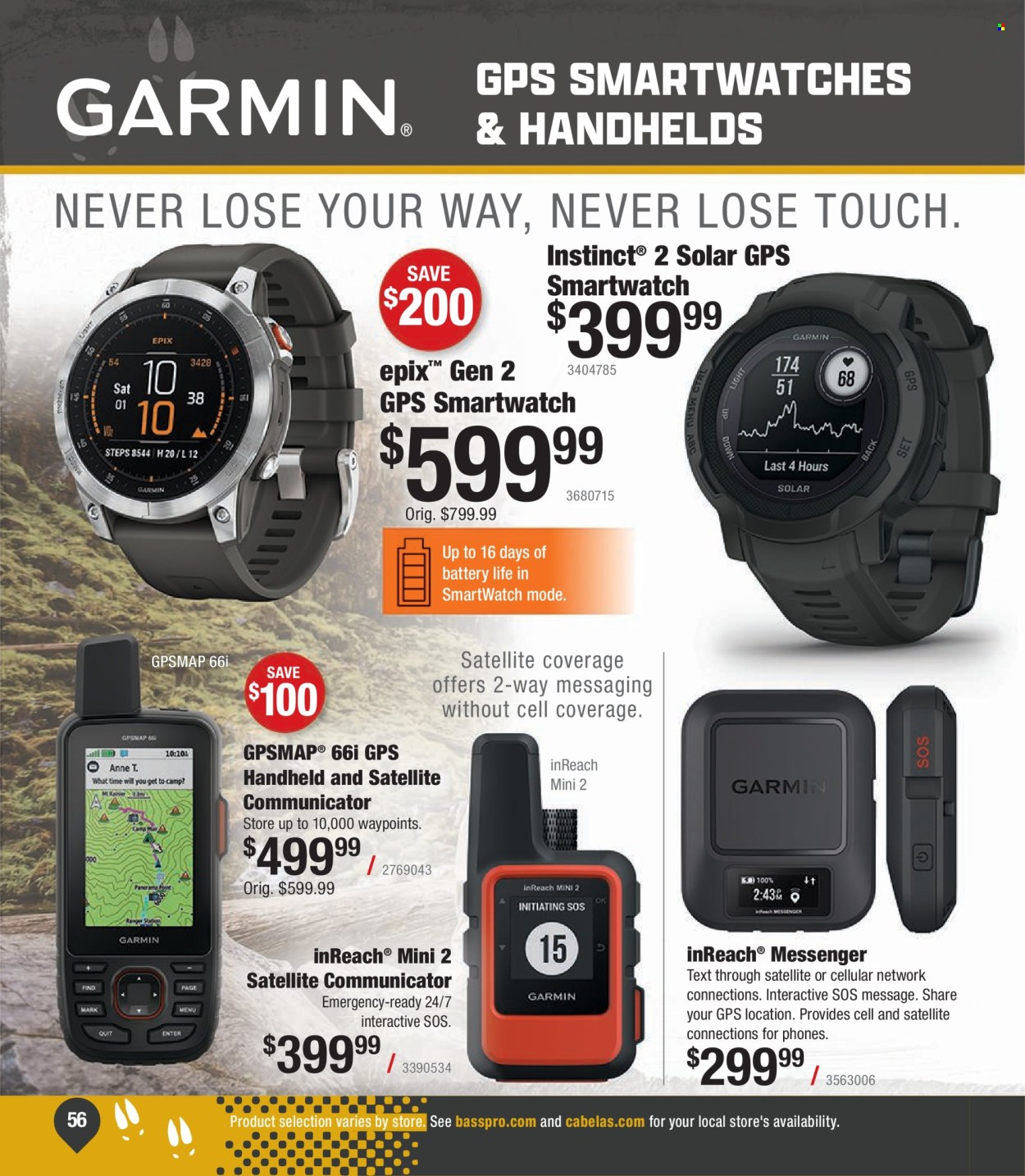 thumbnail - Bass Pro Shops Flyer - Sales products - smart watch. Page 56.