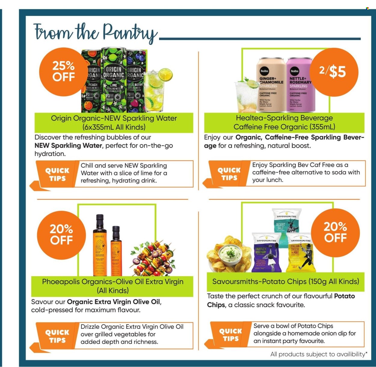 thumbnail - Healthy Planet Flyer - June 20, 2024 - July 03, 2024 - Sales products - snack, potato chips, chips, ginger, rosemary, extra virgin olive oil, olive oil, oil, maple syrup, syrup, sparkling water, water, lemon juice, Boost. Page 4.