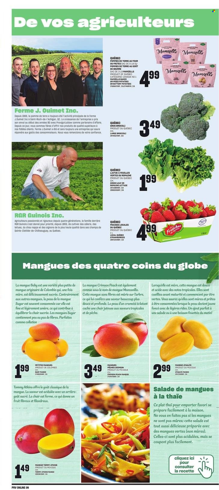 thumbnail - Provigo Flyer - June 27, 2024 - July 03, 2024 - Sales products - broccoli, potatoes, lettuce, romaine lettuce, strawberries, sugar, mango. Page 7.