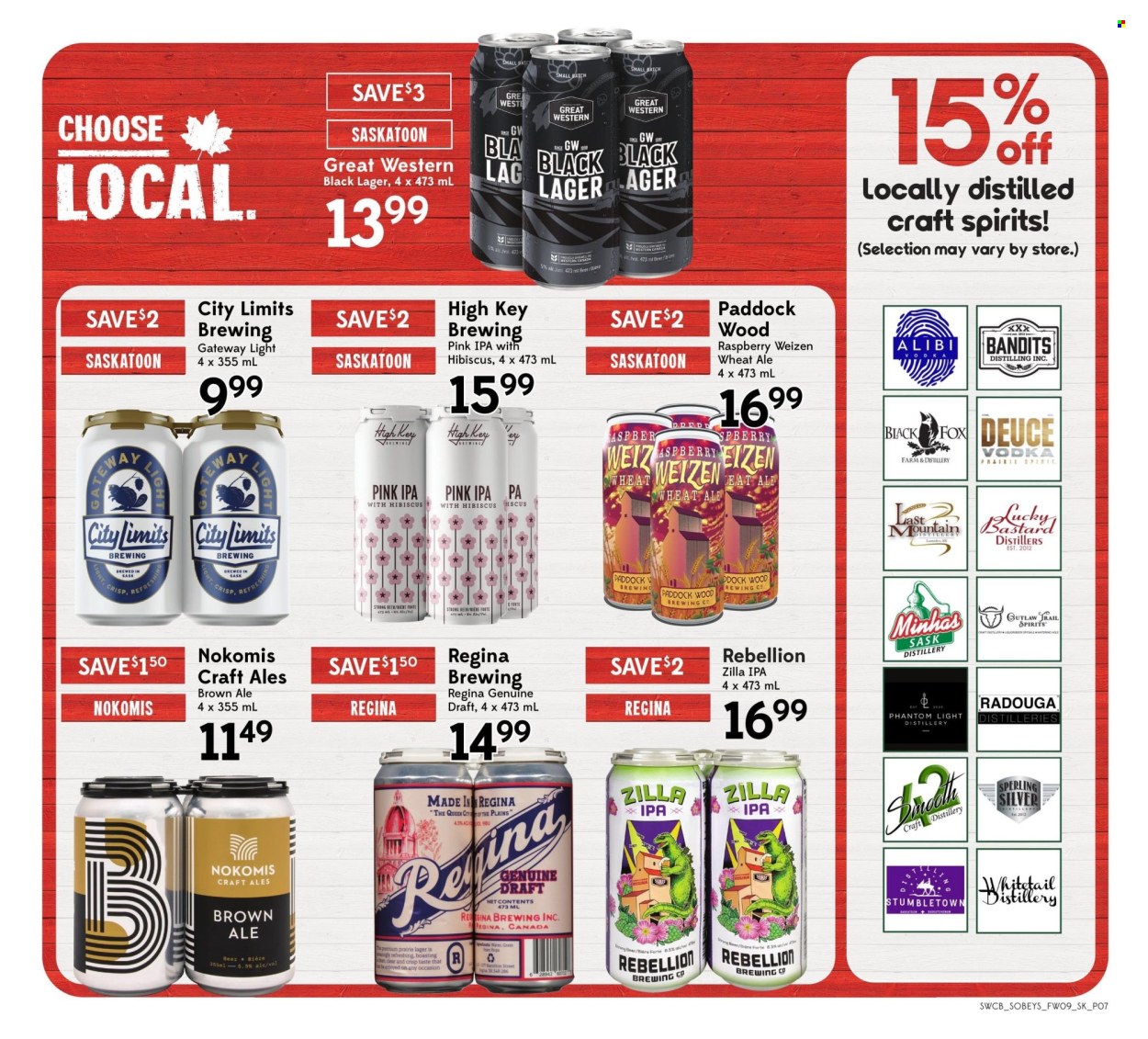 thumbnail - Sobeys Liquor Flyer - June 27, 2024 - July 03, 2024 - Sales products - alcohol, vodka, spirit, beer, Lager, IPA. Page 8.