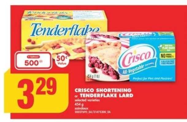 CRISCO SHORTENING or TENDERFLAKE LARD, 454 g - selected varieties

saindoux