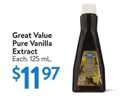 Great Value Pure Vanilla Extract - Each. 125 mL.