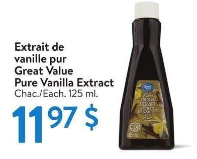 Great Value Pure Vanilla Extract - Each. 125 ml.
#31214629