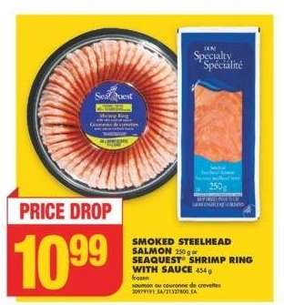 SMOKED STEELHEAD SALMON, 250 G OR SEAQUEST® SHRIMP RING WITH SAUCE, 454 G - Frozen

saumon ou couronne de crevettes