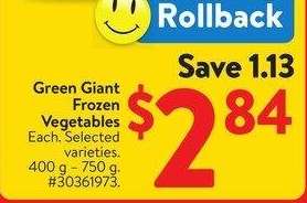 Green Giant Frozen Vegetables - Each. Selected Varieties. 400 g - 750 g. #30362658