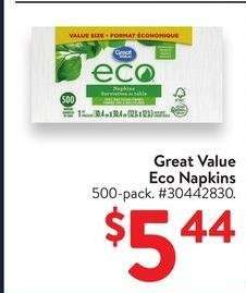 Great Value Eco Napkins - 500 Pack
30442830