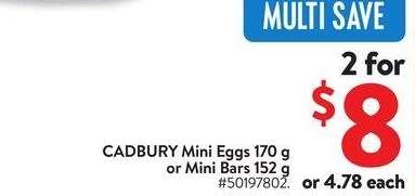 CADBURY Mini Eggs 170 g 10da or Mini Bars 152 g - 50197802