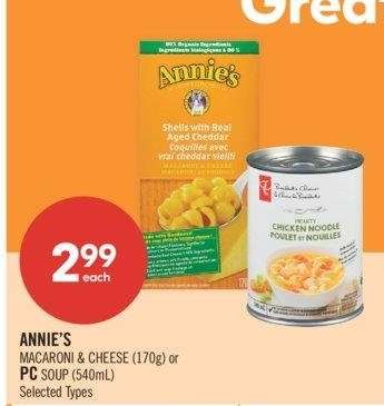 ANNIE'S MACARON & CHEESE (1708) 0 X PC SOUP (540mL) - Selected Types