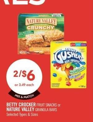 BETTY CROCKER FRUIT SNACKS OR NATURE VALLEY GRANOLA BARS - Selected Types & Sizes