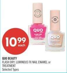 QUO BEAUTY FLASH DRY, LUMINOUS FX NAIL ENAMEL or TREATMENT - Selected Types