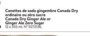 Canada Dry Ginger Ale Sugar - 12 x 355 ml.