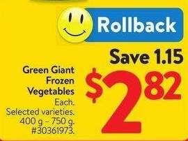 Green Giant Frozen Vegetables - Each. Selected varieties.
400 g — 750 g. #30362658