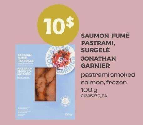 SAUMON FUMÉ PASTRAMI, JONATHAN GARNIER | pastrami smoked salmon, 100 G - SURGELÉ 
Frozen