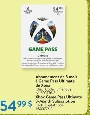 Xbox Game Pass Ultimate 3-Month Subscription - Each. Digital code.
#50377613