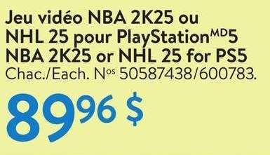 NHL 25 pour PlayStation 5 NBA 2K25 or NHL 25 for PS5 - Each. 50587438/600783.