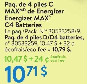 Energizer MAX D/D4 Batteries - Pack
30533258