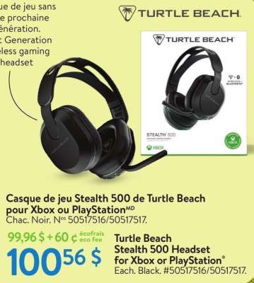 Turtle Beach Stealth 500 Headset for Xbox or PlayStation® - Each. Black. #50517516/50517517.