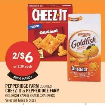 PEPPERIDGE FARM COOKIES, CHEEZ-IT or PEPPERIDGE FARM GOLDFISH BAKED SNACK CRACKERS - selected types & sizes