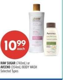 RAW SUGAR (740mL) or AVEENO (354mL) BODY WASH - Selected Types