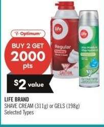 LIFE BRAND SHAVE CREAM (311g) or GELS (198g) - Selected Types