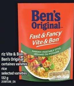 RIZ VITE & BON BEN'S ORIGINAL | RICE, 132 g - certaines variétés

selected varieties