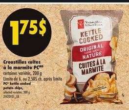 CROUSTILLES CUITES À LA MARMITE PCMD | PC® kettle cooked potato chips, 200 g - CERTAINES VARIÉTÉS,

selected varieties