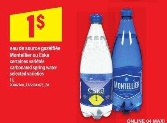 EAU DE SOURCE GAZÉIFIÉE MONTELLIER OU ESKA | carbonated spring water, 1 L