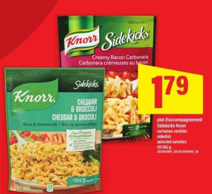 PLAT D'ACCOMPAGNEMENT SIDEKICKS KNORR | sidedish, 121/162 g - CERTAINES VARIÉTÉS

selected varieties