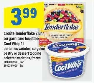 CROÛTE TENDERFLAKE 2 UN. OU GARNITURE FOUETTÉE COOL WHIP 1 L | pastry or dessert topping - certaines variétés, surgelée

selected varieties, frozen