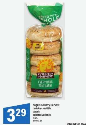 BAGELS COUNTRY HARVEST | bagels, 6 un. - CERTAINES VARIÉTÉS

selected varieties