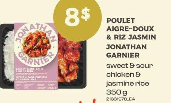 POULET AIGRE-DOUX & RIZ JASMIN JONATHAN GARNIER | sweet & sour chicken & jasmine rice, 350 G