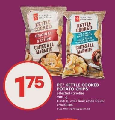 PC® KETTLE COOKED POTATO CHIPS, 200 g - Selected varieties

croustilles