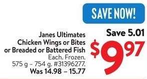 Janes Ultimate Chicken Wings - Each. Frozen.
575 g - 754 g.
31396277