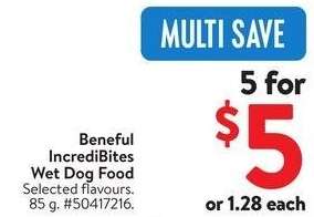 Beneful IncrediBites Wet Dog Food - Selected flavours.
85 g.