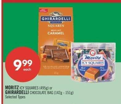 MORITZ ICY SQUARES (495g) or GHIRARDELLI CHOCOLATE BAG (142g - 151g) - Selected Types