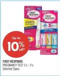 FIRST RESPONSE PREGNANCY TEST - 1's - 3's Selected Types