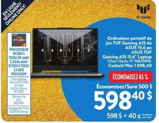 ASUS TUF Gaming A15 15.6" Laptop - Each. 50635996

598 $ + 40¢ eco fee