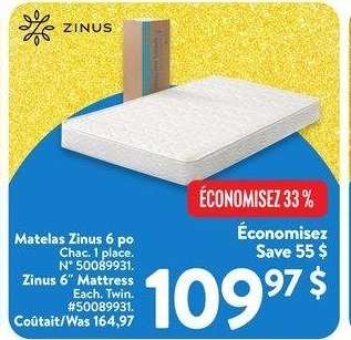 Zinus 6" Mattress - Each. Twin.
50089931.