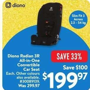 Diono Radian 3R All-in-One Convertible Car Seat - Each. Other colours also available.
30089139