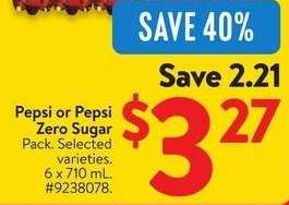 Pepsi Zero Sugar - Pack. Selected varieties. 6 x 710 mL.
#9238092