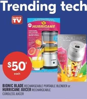 BIONIC BLADE RECHARGEABLE PORTABLE BLENDER or HURRICANE JUICER RECHARGEABLE CORDLESS JUICER