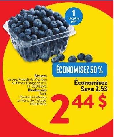 Blueberries - Pack. Product of Mexico or Peru. No. 1 Grade.
#30019893