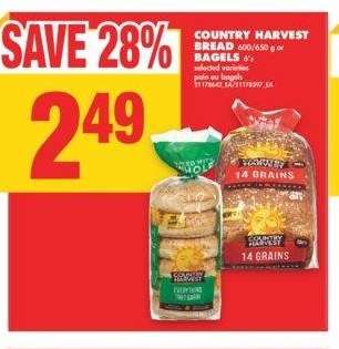 COUNTRY HARVEST BREAD, 600/650 g or BAGELS, 6's - selected varieties

pain ou bagels