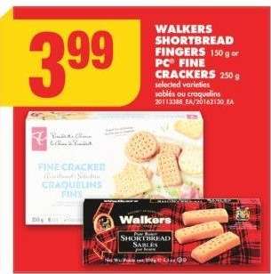 WALKERS SHORTBREAD FINGERS 150 g or PC® FINE CRACKERS 250 g - selected varieties

sablés ou craquelins