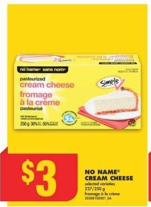 NO NAME® CREAM CHEESE, 227/250 g - Selected varieties

fromage à la crème