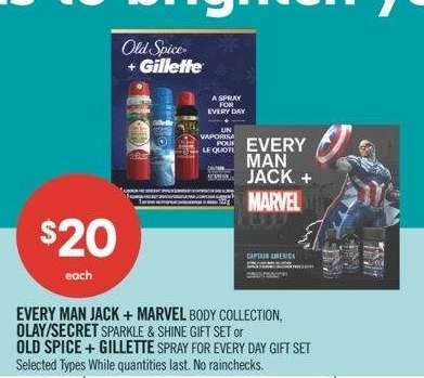 EVERY MAN JACK + MARVEL BODY COLLECTION, OLAY/SECRET SPARKLE & SHINE GIFT SET or OLD SPICE + GILLETTE SPRAY FOR EVERY DAY GIFT SET - Selected Types